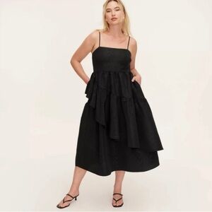 NEW! Kate Spade New York Target Tiered Ruffle Midi Tank Dress Black SZ M